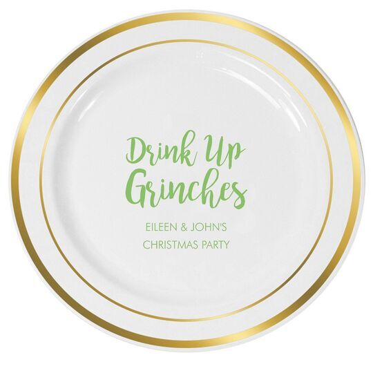 Drink Up Grinches Premium Banded Plastic Plates
